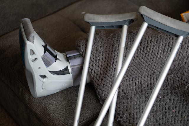 crutches with boot