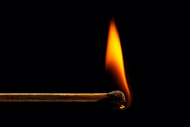 matchstick fire burning