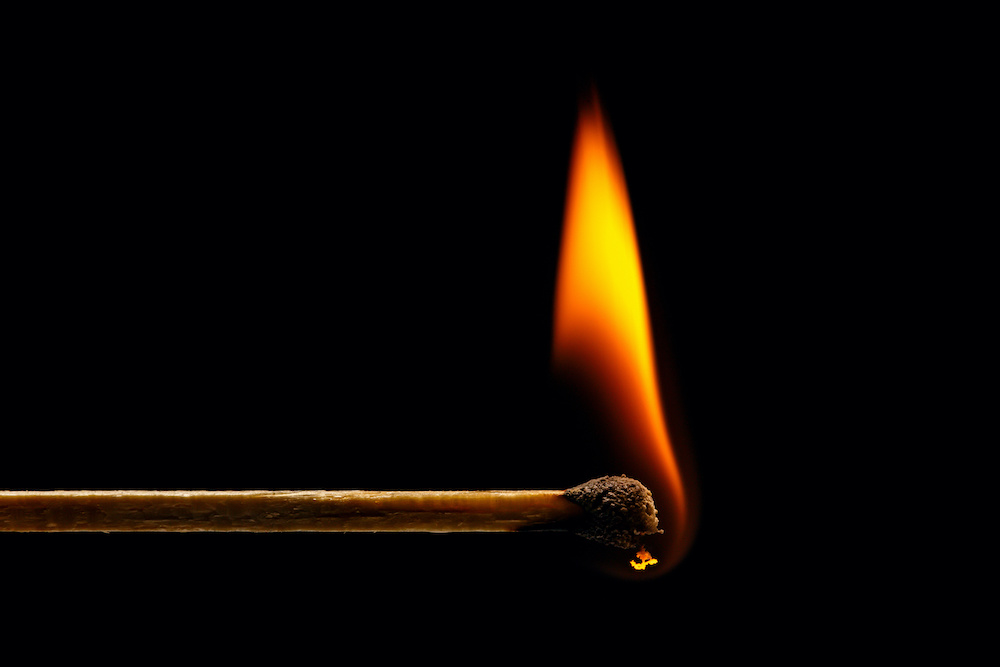 matchstick fire burning